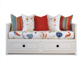 Canapé lit - Bois-textile - 195 x 88 x 86 cm - Blanc-Multicolore - Style contemporain avec rangement
