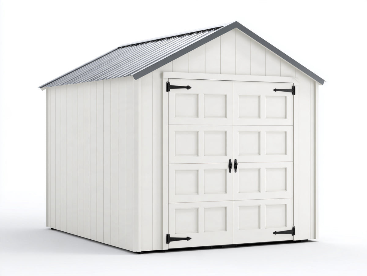 Abri de jardin - Acier - 250 x 200 x 230 cm - Blanc-Gris - Style classique