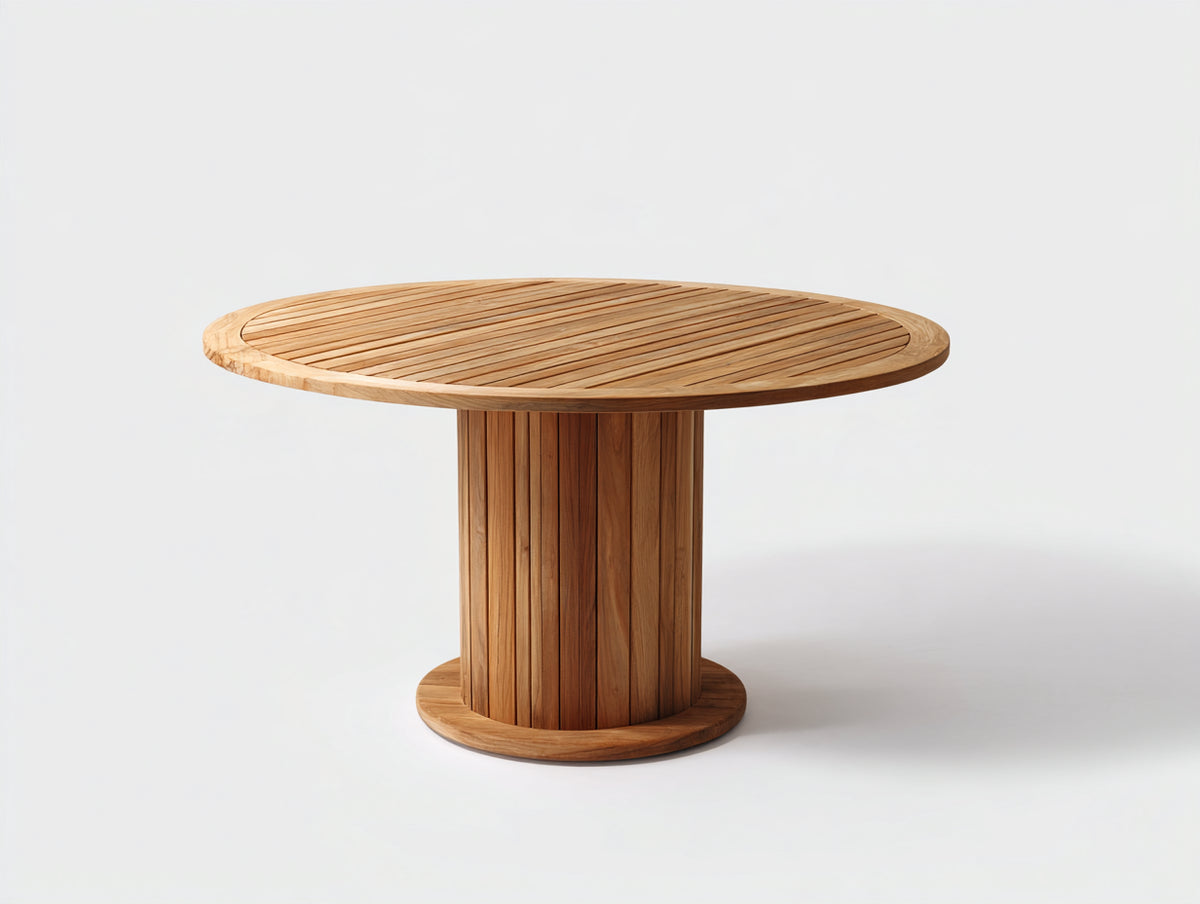 Table de jardin - bois massif - 120 x 120 x 75 cm - bois naturel - style contemporain