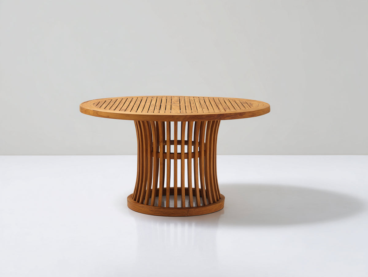Table de jardin - bois massif - 120 x 120 x 75 cm - brun clair - style contemporain