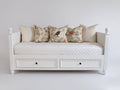 Canapé lit - Bois-textile - 194 x 87 x 90 cm - Blanc-Ivoire - Style classique avec rangement