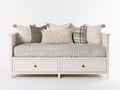 Canapé lit - Bois-textile - 195 x 85 x 80 cm - Blanc cassé-Gris clair - Style campagne avec rangement