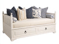 Canapé lit - Bois-textile - 199 x 92 x 95 cm - Blanc cassé-Crème - Style classique avec rangement