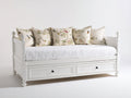 Canapé lit - Bois-textile - 196 x 86 x 92 cm - Blanc-Ivoire - Style classique avec rangement