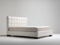Lit double - similicuir-bois - 210 x 170 x 125 cm - blanc cassé - style moderne minimaliste